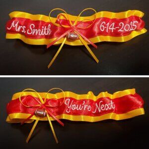 Name & Date sports team garter + You're Next basketball baseball football soccer